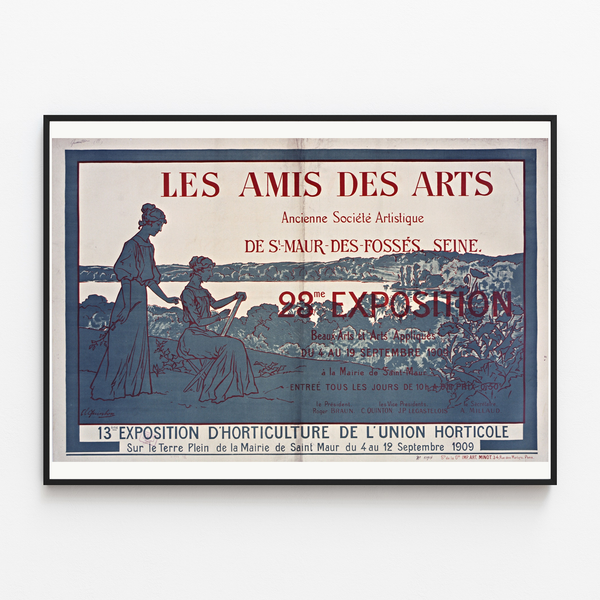Les Amis des Arts poster — Saint-Maur-des-Fossés, shown in a slim frame on a light wall.