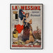 Vintage reclameposter La Messine, likeur, tentoongesteld in een smal lijstje aan een lichte muur.