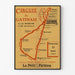 Vintage poster Circuit du Gâtinais, wandelen, in een smal frame aan een lichte muur.