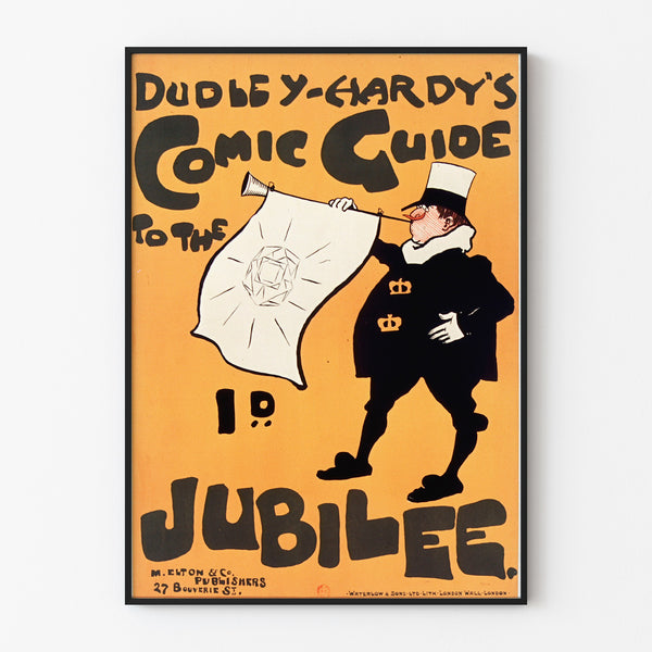 Vintage poster Dudley Hardy, Comic Guide, displayed in a slim frame on a light wall.