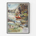 Vintage poster Les Brenets — PLM, zoutbaden in Besançon, tentoongesteld in een smal lijstje aan een lichte muur.