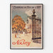Vintage affiche Nancy, Chemins de fer de l’Est, weergegeven in een dunne lijst aan een lichte muur.
