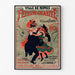 Vintage poster Nîmes, liefdadigheidsfeesten, gepresenteerd in een smal kader tegen een lichte muur.