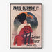 Vintage poster Paris-Clermont, winters seizoen, getoond in een smal lijstje tegen een lichte muur.