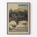 Vintage Royan-poster, Grand Casino municipal, gepresenteerd in een smal frame aan een lichte muur.