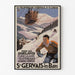 Vintageposter Saint-Gervais, Mont-d’Arbois, in een smal lijstje aan een lichte muur.
