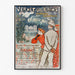 Vintage poster Vernet-les-Bains, Canigou, gepresenteerd in een smal lijstje aan een lichte muur.