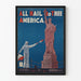 Vintage patriotic poster 'All Hail to Thee America' with Statue of Liberty