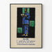 Vintage poster van een blauwe geklede theeservice