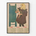 Vintage calendar poster from April to June 1897 with illustration of girl and cat