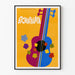 Decoratief poster Atchafalaya met gekleurde gitaar