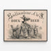 Vintage poster of Ballantine & Co Bock Beer New York — framed artwork on a wall