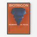 Vintage poster Biotrigon - Blauwe geometrische illustratie op oranje achtergrond