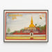 Decoratief Poster Boeddha met Gouden Stupa en Laotiaanse Schrift — ingelijst kunstwerk aan de muur