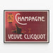 Vintage Champagne Veuve Clicquot Poster — framed artwork on a wall