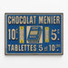 Vintage Chocolat Menier Poster Tablets 5 and 10 Cents — framed artwork on a wall