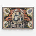Vintage poster of Paris shoe polish with olive oil P. Bisseuil & Cie — framed artwork on a wall