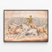 Vintage poster of a horse-riding circus artist — framed artwork on a wall
