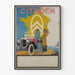 Vintage Citroën poster met oude auto en elegante voorbijgangers