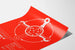 Close view of the 1982 NIH poster, white neuronal diagram on red