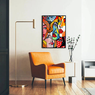 Pop Art Schilderij - Gefragmenteerde Gezichten | Kunstdruk Muurdecoratie Schilderij affiche kopie