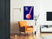 Poster Country Muziek USA met Rode en Witte Banjo op Blauwe Achtergrond