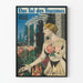 Vintage poster of Das Tal des Traumes with a feminine portrait and a flowering garden
