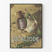 Vintage poster of Dicaliode bottle on sandy background with seaweed