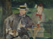 portret van Dernest Hosched en zijn dochter Marthe - Édouard Manet — weergave van het kunstwerk