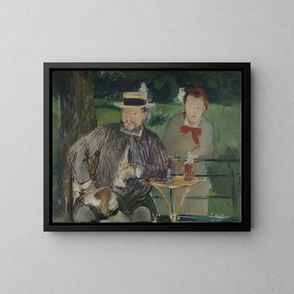 portret van Dernest Hosched en zijn dochter Marthe - Édouard Manet — ingelijst kunstwerk aan de muur