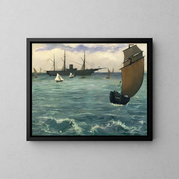 Le Kearsarge à Boulogne - Édouard Manet — ingelijst kunstwerk aan de muur
