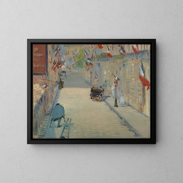 La rue Mosnier avec des drapeaux - Édouard Manet — ingelijst kunstwerk aan de muur