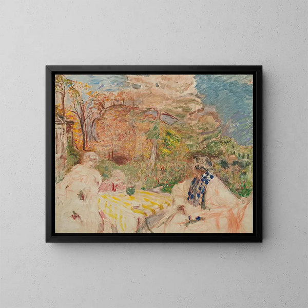 van Vrouwen en kind bij de Clos van Cézanne - Édouard Vuillard — ingelijst kunstwerk aan de muur