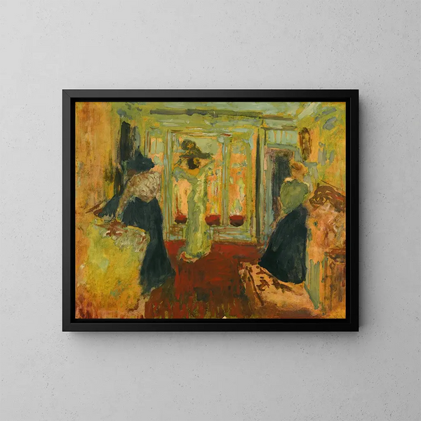 Madame Hessel bij de hoedenmaakster - Édouard Vuillard — ingelijst kunstwerk aan de muur