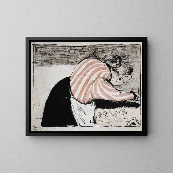 Oudere vrouw die de tafel dekt - Édouard Vuillard — ingelijst kunstwerk aan de muur