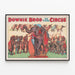 Vintage circus poster Downie Bros Big 3 Ring with elephants and performers — framed artwork on a wall