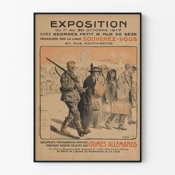 Tentoonstellingsposter over de Duitse misdaden van 1917 - historische muursticker