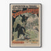 Vintage poster tentoonstelling over arbeid - gorillajacht in Gabon