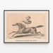 Vintage poster of female equestrian performance — framed artwork on a wall