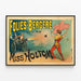 Folies Bergère Poster with Miss Holtom and fire cannon — framed artwork on a wall