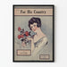 Vintage poster For His Country met vrouwelijke portret en rozen