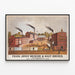 Vintage poster of Frank Jones Brewery & Malt Houses in Portsmouth — framed artwork on a wall