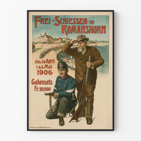 Vintage poster van vrij schieten in Romanshorn 1906