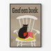 Decoratieve poster met kat en boek op stoel