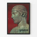 Vintage poster of an ancient Greek sculpture, male profile