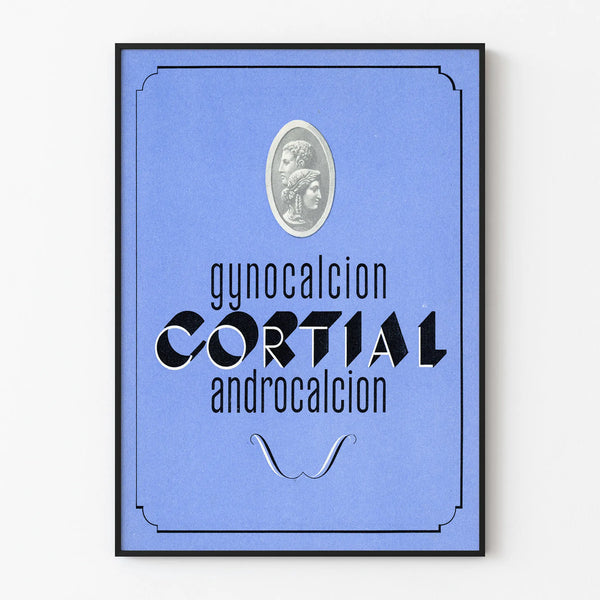 Vintage poster Cortial Gynocalcion Androcalcion Blue