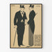 Vintage zwart-beige poster met twee elegante heren in hoge hoed