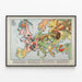 Caricature Map Poster Europe Dogs War 1914 — framed artwork on a wall