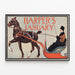 Vintage Harper's January poster with horse and sleigh — framed artwork on a wall