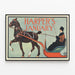 Vintage Harper's January poster with horse and sleigh — framed artwork on a wall